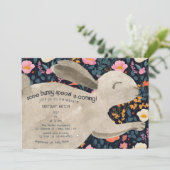 Invitation Cute Baby shower de printemps de lapin de bois (Debout devant)