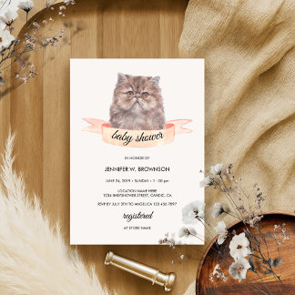 Invitation Cute Baby shower de ruban de chat persan