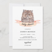 Invitation Cute Baby shower de ruban de chat persan (Devant)