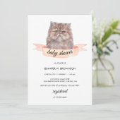 Invitation Cute Baby shower de ruban de chat persan (Debout devant)