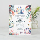 Invitation Cute Baby shower des limaces de mer (Debout devant)