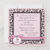 Invitation Cute Baby shower en caoutchouc rose (Dos)