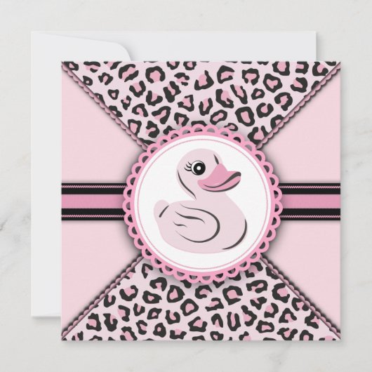 Invitation Cute Baby shower en caoutchouc rose (Devant)