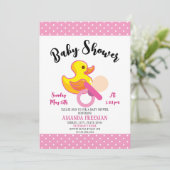 Invitation Cute Baby shower en caoutchouc rose et blanc (Debout devant)