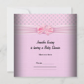Invitation Cute Baby shower fille bébé crottes roses chaussur (Dos)