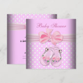 Invitation Cute Baby shower fille bébé crottes roses chaussur (Devant / Derrière)