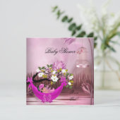 Invitation Cute Baby shower fille bébé Hot rose Hammock Magic (Debout devant)