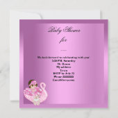 Invitation Cute Baby shower fille bébé rose cygne blanc (Dos)