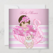 Invitation Cute Baby shower fille bébé rose cygne blanc (Devant)