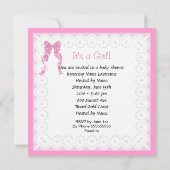 Invitation Cute Baby shower Fille Kitten Rose Blanc (Dos)