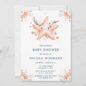 Invitation Cute Baby shower Floral Starfish (Devant)