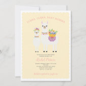 Invitation Cute, baby shower Llama (Devant)