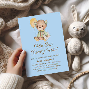 Invitation Cute Baby shower Ours En Teddy - On Peut Attendre