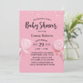 Invitation Cute Baby shower rose Pastel Candy (Debout devant)