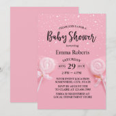 Invitation Cute Baby shower rose Pastel Candy (Devant / Derrière)