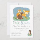 Invitation Cute Baby shower Unisex Animaux en bois (Devant)