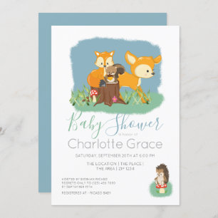 Invitation Cute Baby shower Unisex Animaux en bois
