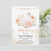 Invitation Cute Baby Swan Rose Baby shower (Debout devant)