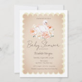 Invitation Cute Baby Swan Rose Baby shower (Devant)