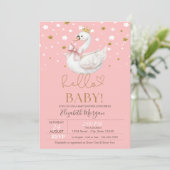 Invitation Cute Baby Swan Stars Baby Shower (Debout devant)