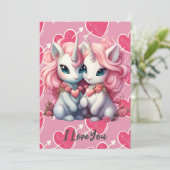 Invitation Cute Baby Unicorns Cpuple pour le cadeau de la Sai (Debout devant)