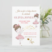 Invitation Cute ballerine tutus rose, parties scintillant bri (Debout devant)