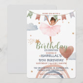 Invitation Cute Ballet afro Balloon Anniversaire filles fête (Devant / Derrière)