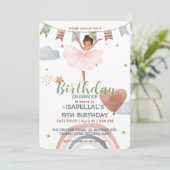 Invitation Cute Ballet afro Balloon Anniversaire filles fête (Debout devant)