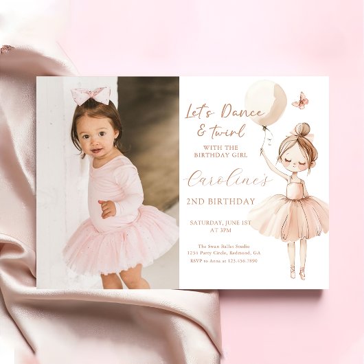 Invitation Cute Ballet Ballerina Anniversaire Photo Invitatio