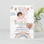 Invitation Cute Balloon Filles afro-américaines fête d'annive (Debout devant)