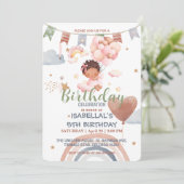 Invitation Cute Balloon Filles afro-américaines fête d'annive (Debout devant)