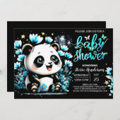 Invitation Cute Bamboo Panda Adventure Boy Baby shower (Devant / Derrière)