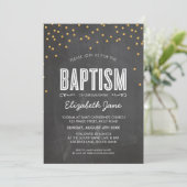 Invitation CUTE BAPTISM parties scintillant d'or confetti sur (Debout devant)