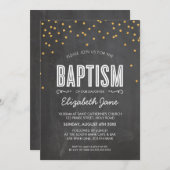 Invitation CUTE BAPTISM parties scintillant d'or confetti sur (Devant / Derrière)