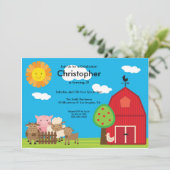Invitation Cute Barn Yard Animaux de ferme Anniversaire Invit (Debout devant)