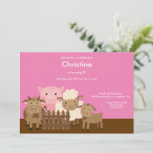 Invitation Cute Barn Yard Farm Animaux Birthday Party Invitat (Debout devant)