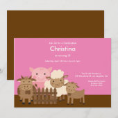 Invitation Cute Barn Yard Farm Animaux Birthday Party Invitat (Devant / Derrière)