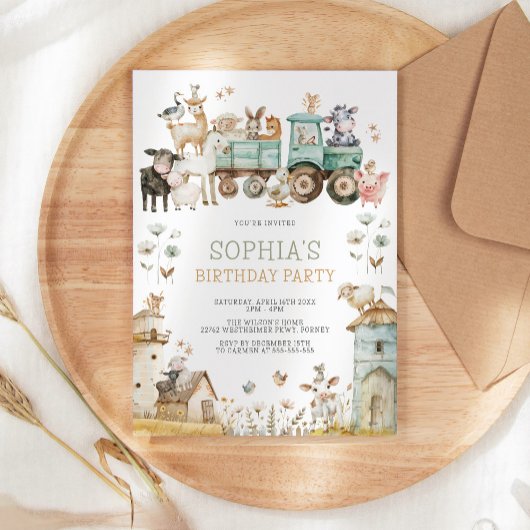 Invitation Cute Barnyard Animaux de ferme Anniversaire