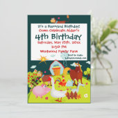 Invitation Cute Barnyard Animaux de ferme Anniversaire Invita (Debout devant)