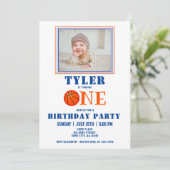 Invitation Cute Basketball Photo 1er anniversaire (Debout devant)
