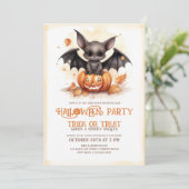 Invitation Cute Bat et fête Citrouille d'Halloween (Debout devant)