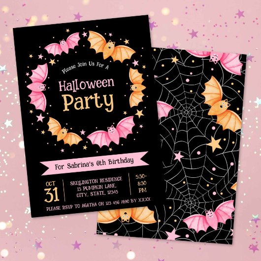 Invitation Cute Bats Halloween fête d'anniversaire