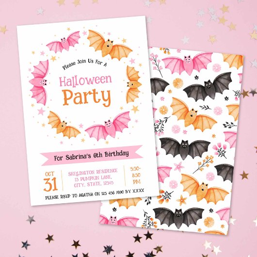 Invitation Cute Bats Halloween fête d'anniversaire