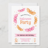 Invitation Cute Bats Halloween fête d'anniversaire (Devant)
