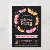 Invitation Cute Bats Halloween fête d'anniversaire (Devant)