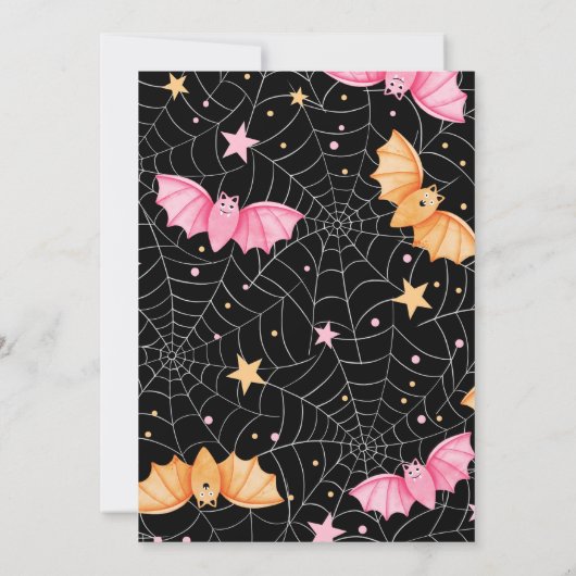 Invitation Cute Bats Halloween fête d'anniversaire (Dos)