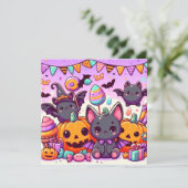 Invitation Cute bats halloween party (Debout devant)