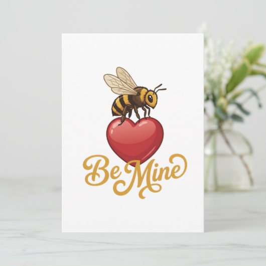 Invitation Cute Be Mine Honeycomb  (Debout devant)
