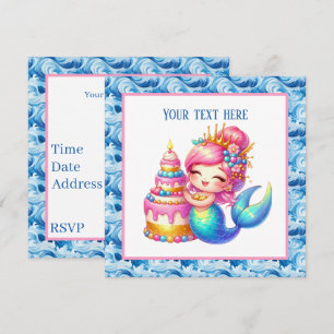 Invitation Cute Beach Birthday sirène personnalisable