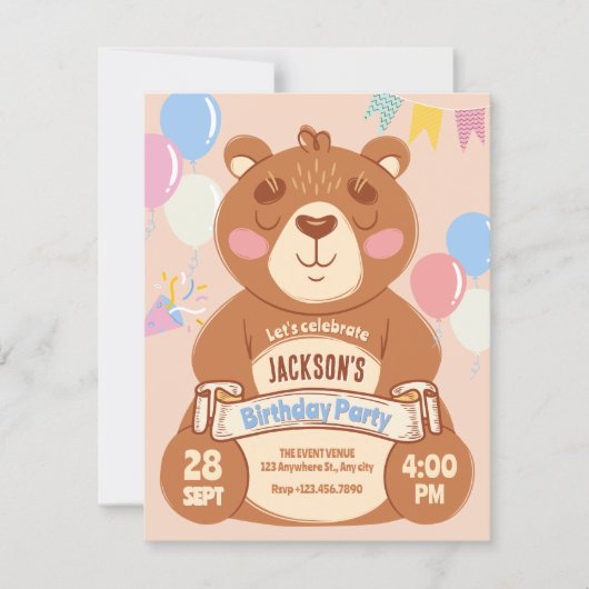 Invitation Cute bear  (Devant)